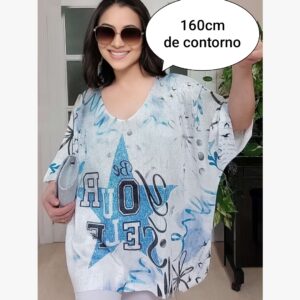 Blusa hilo estrella azul